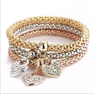 3-piece Charm Bracelet Bangle Set
